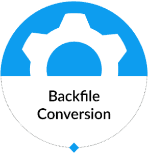 Document Management Services Backfile Conversion blue half gear link