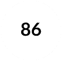 86 text in white circle bubble for Years in Business