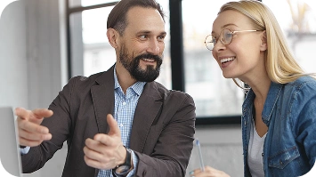 Man and woman working together