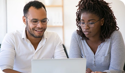 Man and woman working together